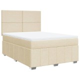 Cumpara ieftin Pat box spring cu saltea, crem, 140x200 cm, textil