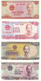 VIETNAM lot 200-500-1.000-2.000 dong 1987-88 UNC!!!