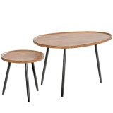 HOMCOM Set de 2 Măsuțe de Cafea Suprapunabile din Lemn și Metal | Aosom Romania