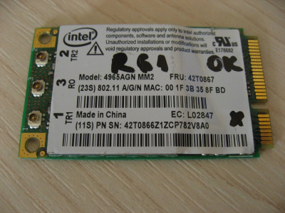 Placa wireless laptop Lenovo ThinkPad R61, Intel 4965AGN MM2, 42T0867, L02847 foto