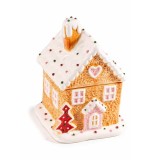 Borcan Casuta Turta Dulce Craciun ceramica multicolora II 11x10.5x15 cm