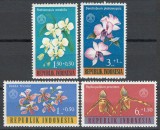 Indonesia 1962 Mi 376/79 - Flori, orhidee, Nestampilat