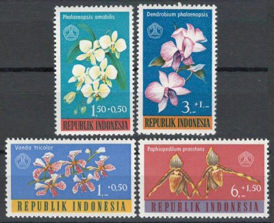 Indonesia 1962 Mi 376/79 - Flori, orhidee foto