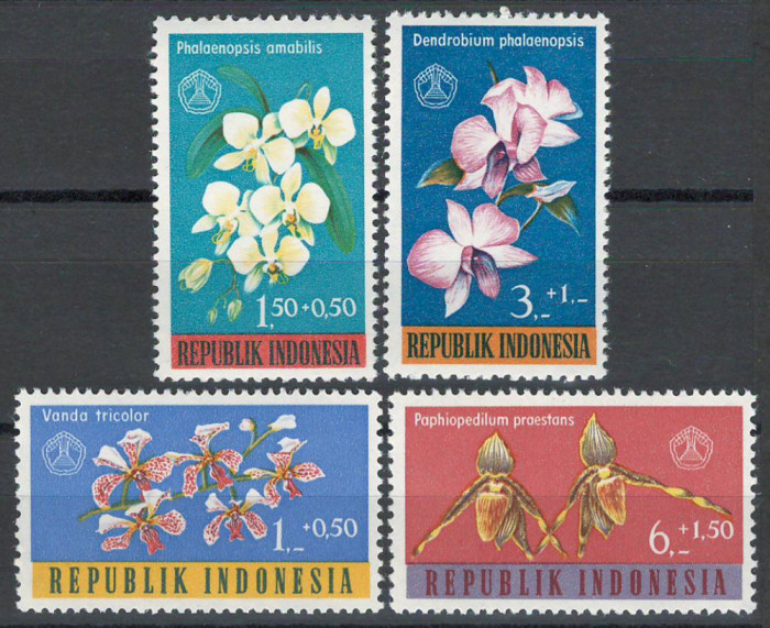 Indonesia 1962 Mi 376/79 - Flori, orhidee