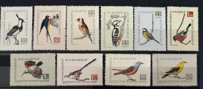 ROMANIA 1959 LP 474 PASARI CANTATOARE SI FOLOSITOARE, serie MNH foto