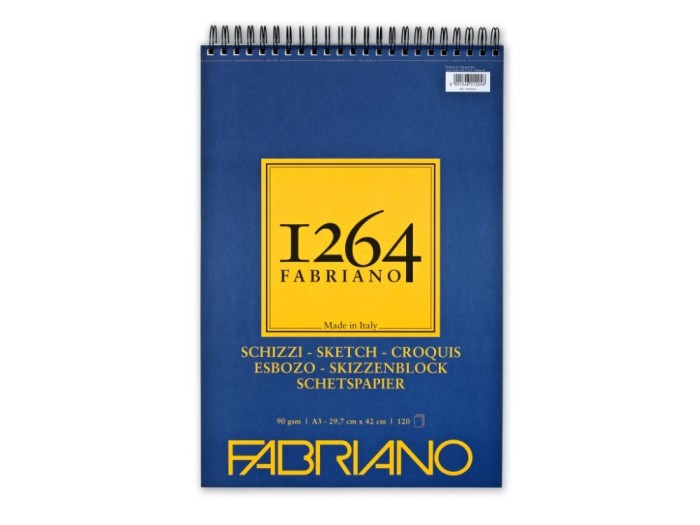 Bloc desen 1264 Schizzi, A3, 90gr, 120 file, cu spirala pe latime Fabriano