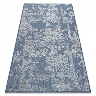 Covor Structural SOLE D3811 Ornament - țesute plate albastru / bej, 180x270 cm foto