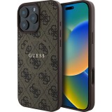 Guess Husa PU Leather 4G Colored Ring MagSafe iPhone 16 Pro Max Maro