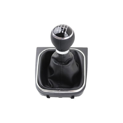Nuca schimbator viteze cu manson, Emzone, Plastic/Piele ecologica, Compatibil cu VW, 6 viteze, Negru foto