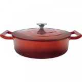 Cratita joasa fonta emailata cu capac 26cm 3.3l Grunberg GR8627