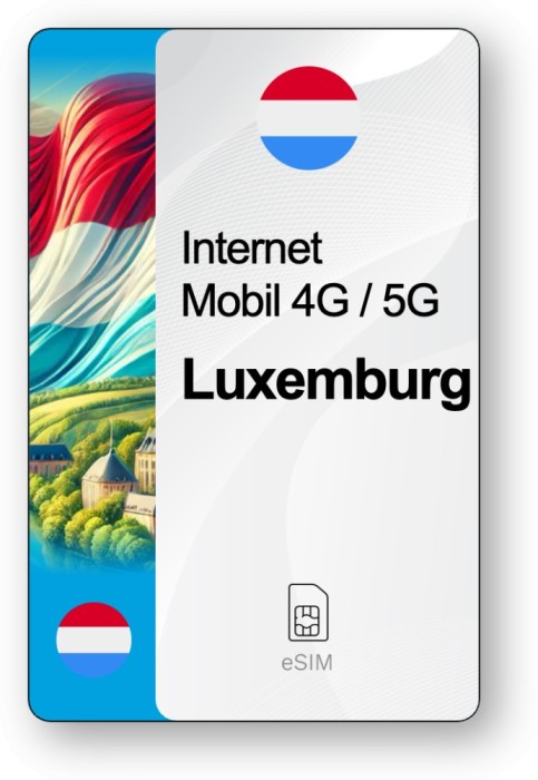 eSIM Internet Luxemburg, valabil 15 zile, trafic Nelimitat