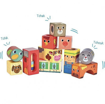 Vilac Cuburi Activitati Ferma -Set 11 cuburi foto