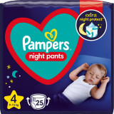 Pampers Night Pants Size 4 scutece de unică folosință tip chiloțel pentru noapte 9-15 kg 25 buc