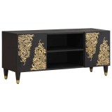 vidaXL Cabinet TV cu raft Negru 105 x 33 x 46 cm Lemn de mango solid 4018808