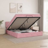 Cumpara ieftin Pat ottoman cu saltea cu headboard Roz 160 x 200 cm Catifea