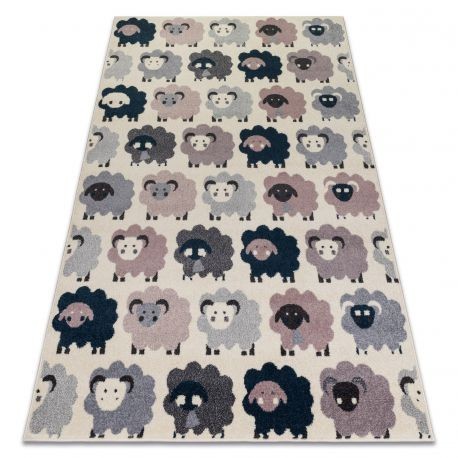 Covor Heos 78468 crem si roz si albastru si gri Oaie, 160x220 cm