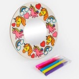 Set Creativ Oglindă Lemn Unicorn și 5 Markere Multicolor, CMCLASS