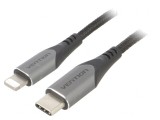 Cablu USB 2.0 Apple Lightning la USB-C 1m Negru 3A, Vention