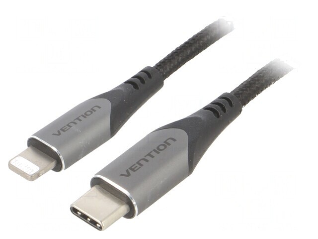 Cablu USB 2.0 Apple Lightning la USB-C 1m Negru 3A