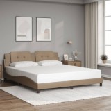 VidaXL Cadru de pat cu tăblie, cappuccino, 180x200 cm, piele ecologică