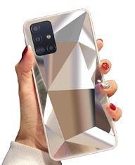 Huse telefon silicon si acril cu textura diamant Samsung Galaxy A51, Argintiu