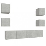 Cumpara ieftin Set dulap TV, 6 piese, gri beton, lemn prelucrat