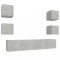 Set dulap TV, 6 piese, gri beton, lemn prelucrat