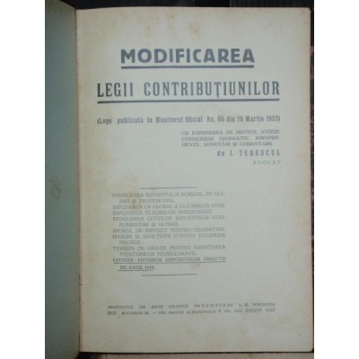 MODIFICAREA LEGII CONTRIBUTIILOR - I. TEDESCUL foto