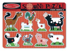 Puzzle de lemn cu sunete Animale de la Ferma Melissa and Doug foto