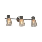 Aplica perete Klausen Berg 3 48cm, stil Country clasic, 3xE27, sticla ambra, finisaj crom gri, iluminat decorativ elegant pentru living sau hol