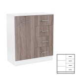 Comoda Miami stejar York-alb, 80x92 cm, 1 usa, 4 sertare, PAL, Living/Dormitor/Hol