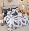 Lenjerie pat dublu,bumbac finet,6 piese cu elastic,alba cu pene-A592, Jojo Home