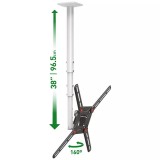 Suport TV Perete Barkan 3500.W, 29-65 inch, Fix, VESA 400x400, 40kg, Inclinare 25&deg;, Rotire 160&deg;, Alb/Negru