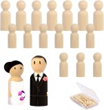 Set de 18 figurine decorative nevopsite ZERHOK, lemn, natur, 55 mm/ 43 mm