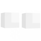 VidaXL Noptiere, 2 buc, alb extralucios, 30,5x30x30 cm, lemn prelucrat