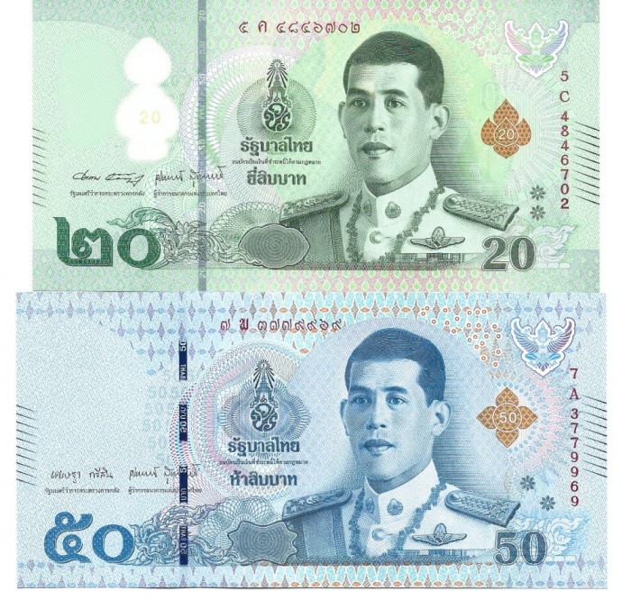 Thailanda bancnote 20 &amp; 50 Baht ultima emisiune, UNC