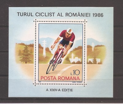 Rom&amp;acirc;nia 1986, LP.1167 - Turul ciclist al Rom&amp;acirc;niei, coliță, MNH foto