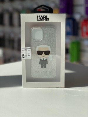Husa iPhone 12 Mini Karl Lagerfeld Colectia Glitter Ikonik - KLHCP12SPCUTRIKSL foto