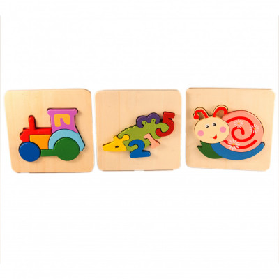 Set 3 ​Puzzle educativ din lemn, 7Toys foto