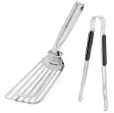 Set spatula si cleste pentru peste Navaris, 30 cm, din otel inoxidabil, 60458.01