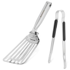 Set spatula si cleste pentru peste Navaris, 30 cm, din otel inoxidabil, 60458.01