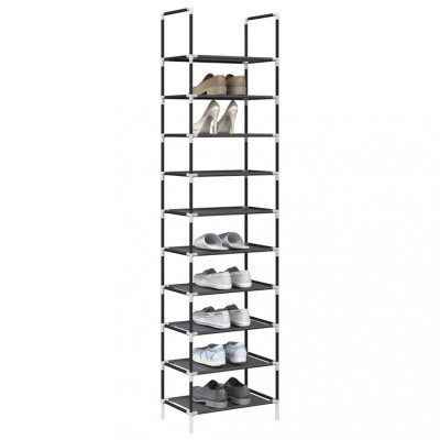Gossi suport pantofi 10 niveluri negru 44x28x180 cm tesatura netesa foto