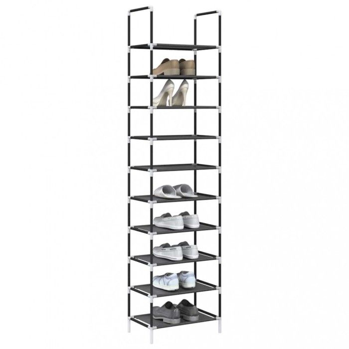 Gossi suport pantofi 10 niveluri negru 44x28x180 cm tesatura netesa