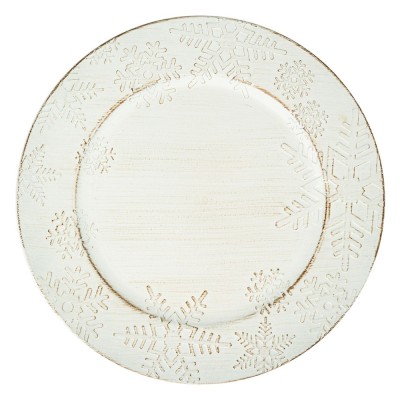Platou Decorativ, Rotund, Model Fulgi, Culoare Bej, Material Plastic, 33cm foto