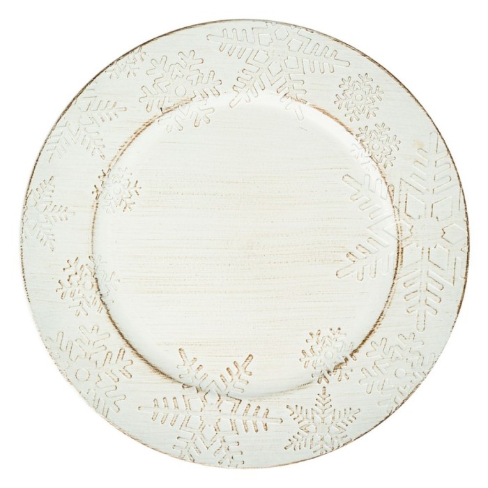Platou Decorativ, Rotund, Model Fulgi, Culoare Bej, Material Plastic, 33cm