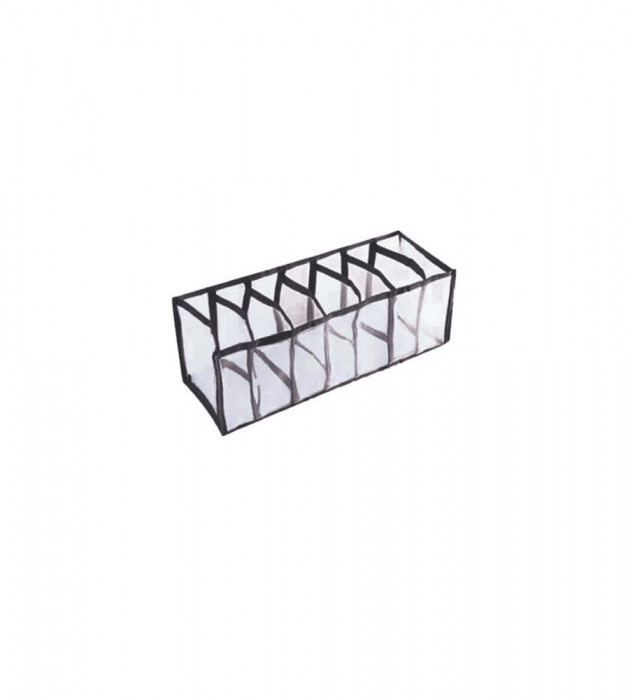 Organizator de dulap sau sertar cu 7 compartimente pentru lenjerie intima, negru 32 cm x 12 cm x 12 cm