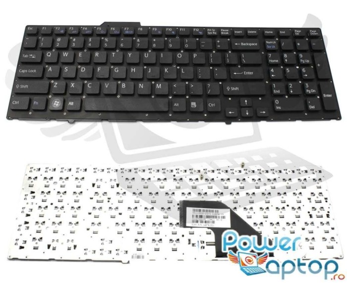 Tastatura Sony Neagra Vaio VPC F12 layout US fara rama enter mic, Vaio VPC F13 layout US fara rama enter mic