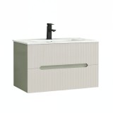 Cumpara ieftin Trent 80 dulap de baie inferior cu chiuvetă ceramică (2 sertare) verde-alb