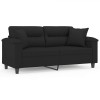 Canapea cu 2 locuri, cu perne, negru, 140 cm, microfibra