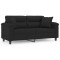 Canapea cu 2 locuri, cu perne, negru, 140 cm, microfibra